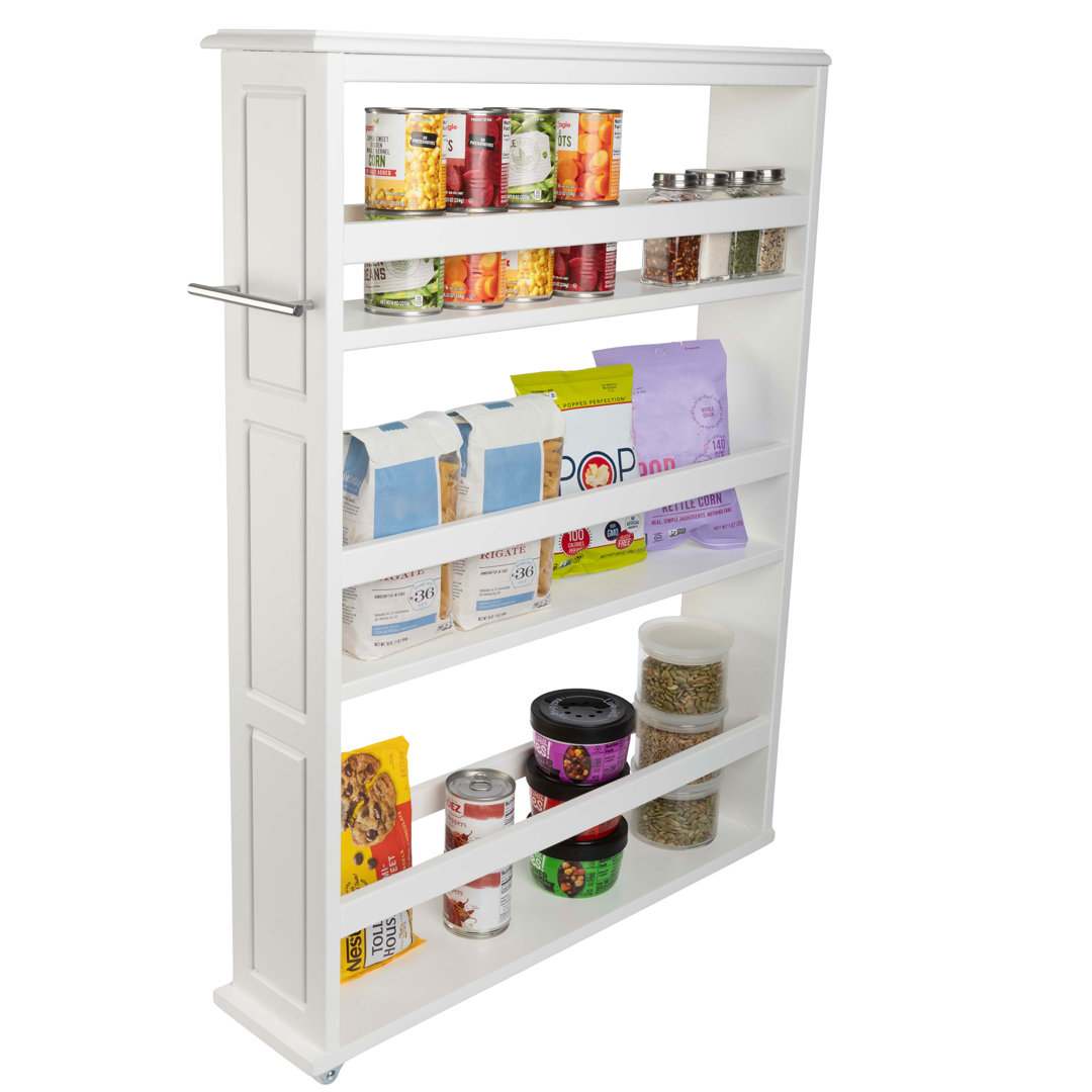 Slim Rolling Storage Cart - 4 Tier Utility Cart with Handle and Wheels for Bathroom, Kitchen and Laundry Room Rebrilliant 