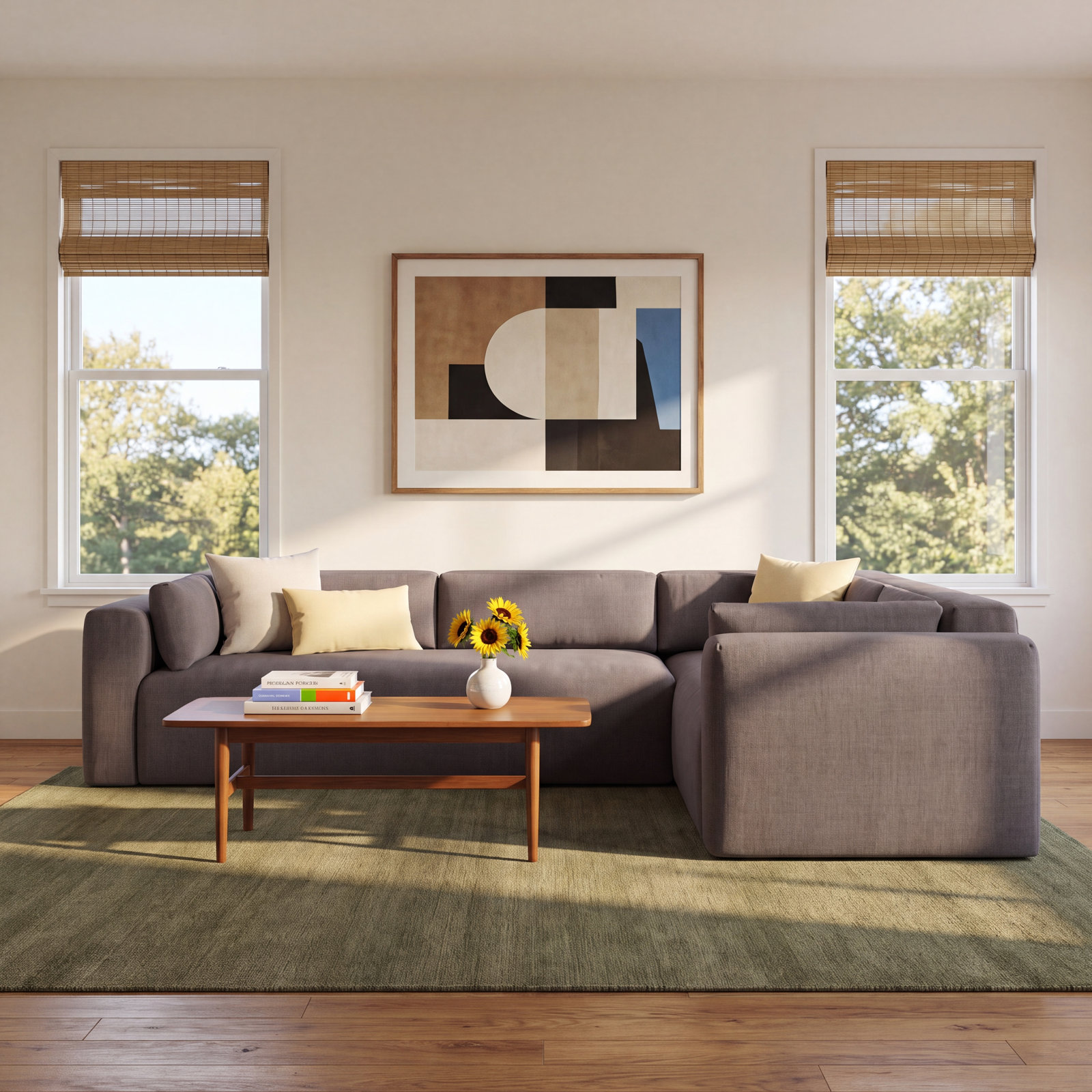 Freddie Linen Sectional, Nevis Graphite Polyester Blend