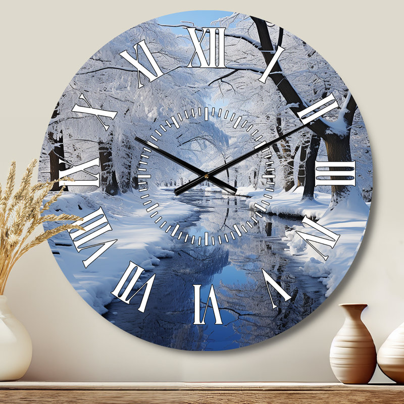 Horloge murale Winter Winter Snowy Serenity II - Paysages, Médium