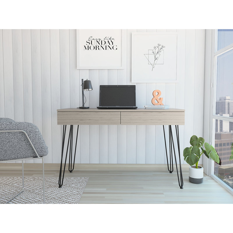Bureau d'écriture à 2 tiroirs, Gris clair