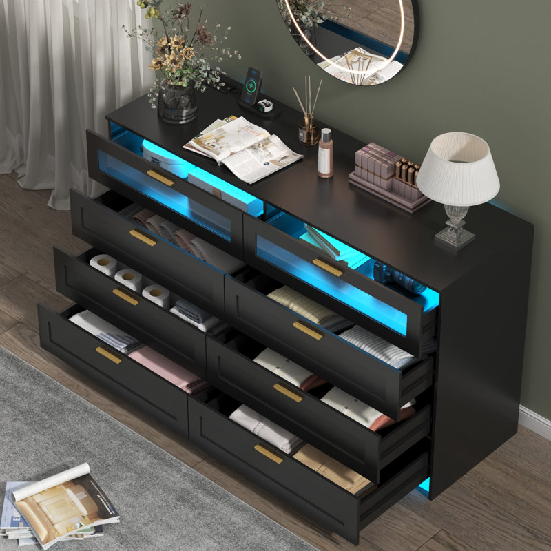 Jasahn 47.24'' W 8 - Drawer Dresser, Black