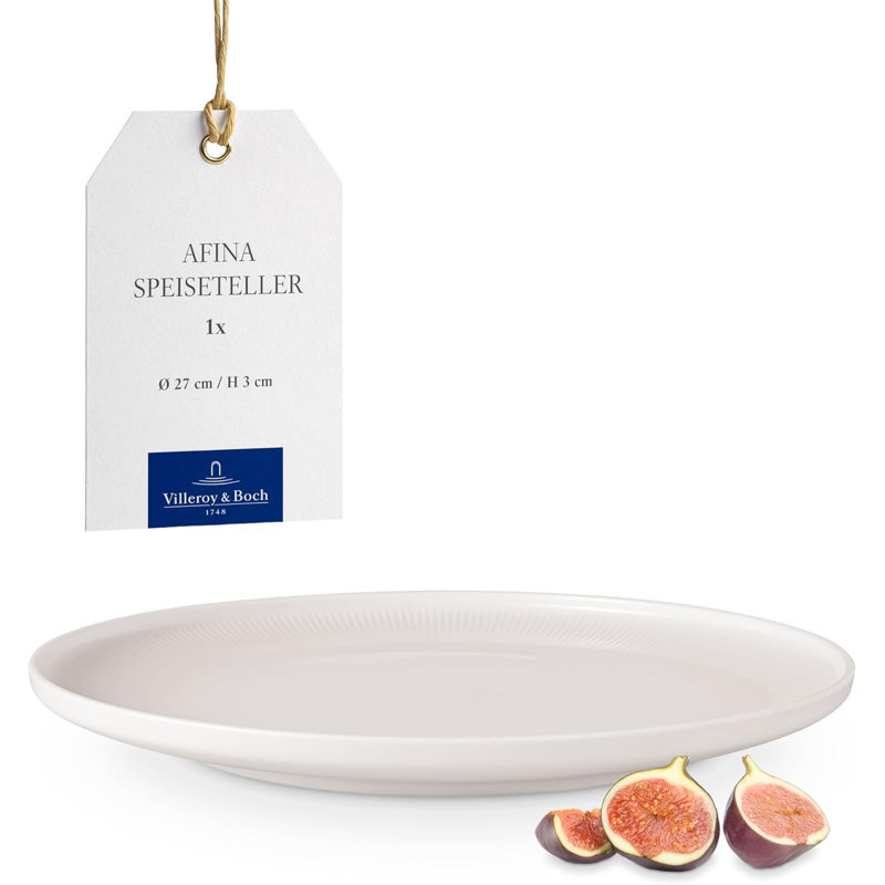 Villeroy & Boch - Afina Dinner Plate Made of Premium Porcelain, Plate for Main Courses, Made in Germany, Dishwasher and Microwave Safe, 10.5 in, Stackable, White