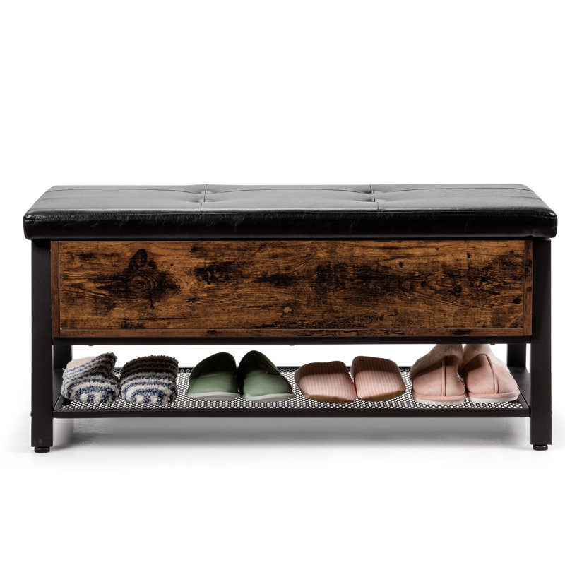 Taopi Upholstered Bench with Shelves