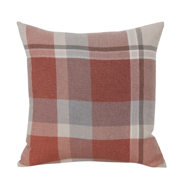 Avarayr Chequered Square Single Filled Scatter Cushion, Terracota