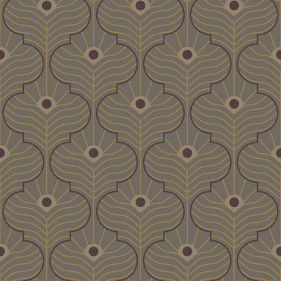 Moroccan Peacock - Brown Stone Wallpaper