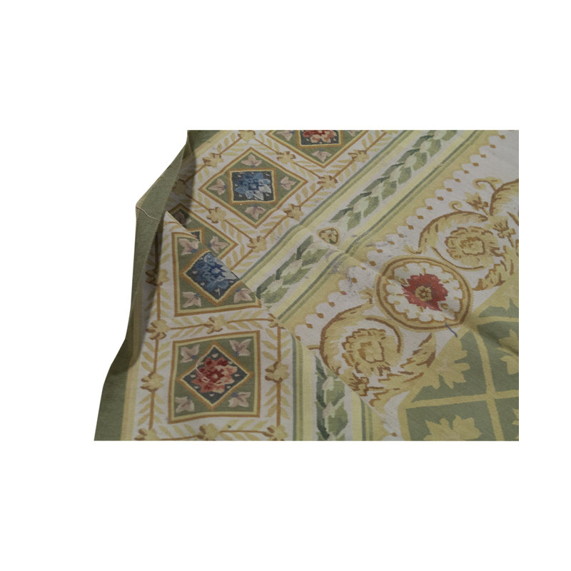 Hand-Knotted High-Quality Light Blue and Green Area Rug