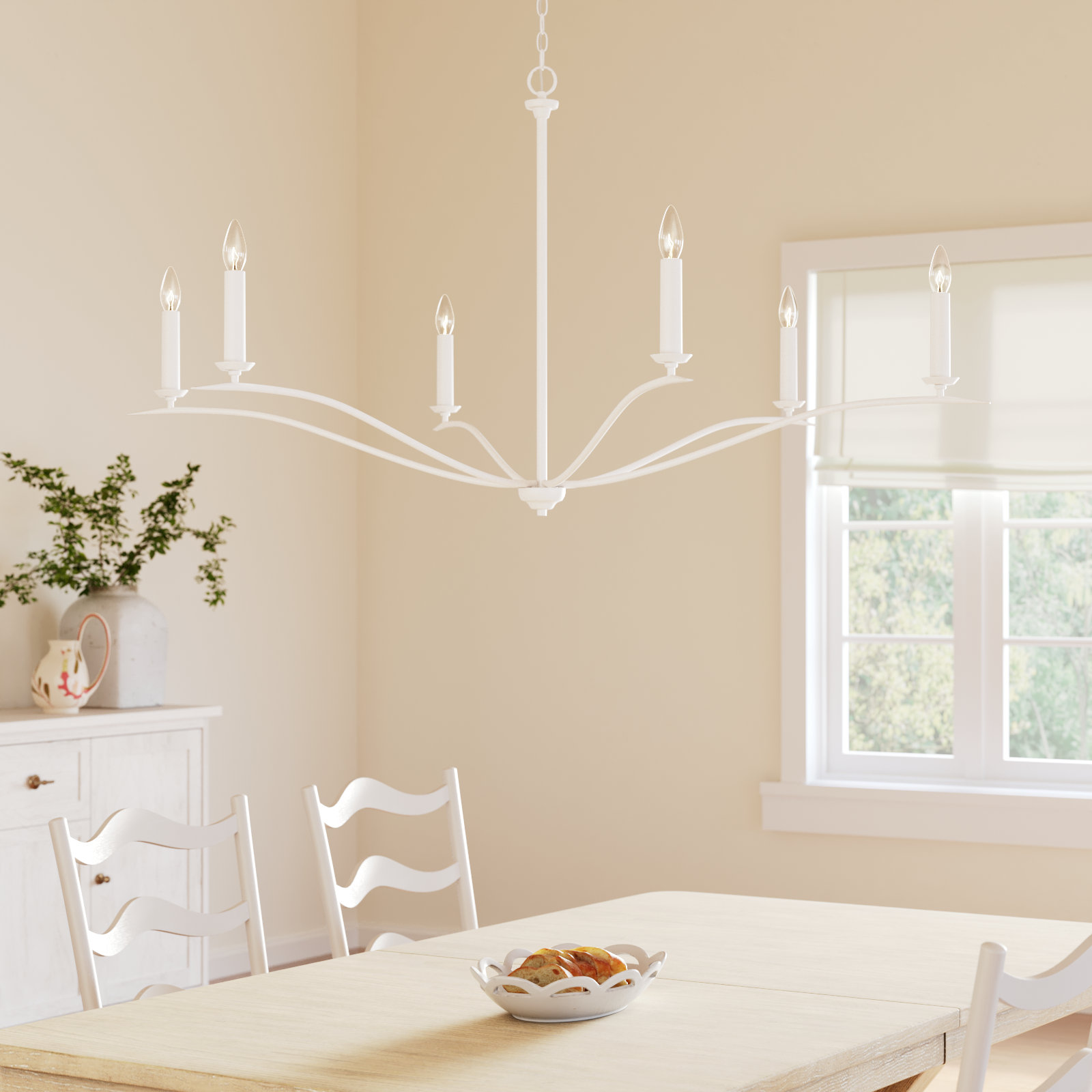Ensley 6 - Light Dimmable Chandelier, Textured White