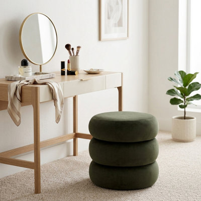 Tabouret de coiffeuse moderne en velours, fauteuil de maquillage rond