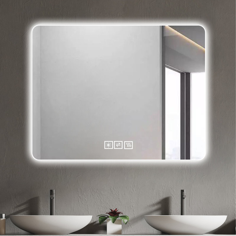 Miroir de salle de bain à DEL pour salle de bain: brouillard, gradation à 5 niveaux, corrosion, résistance d'installation sans effort