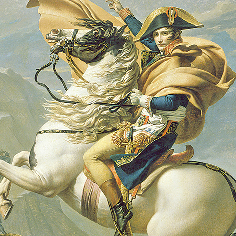 "Napoléon traverse les Alpes", 1805 par Jacques-Louis David, reproduction d'art encadrée
