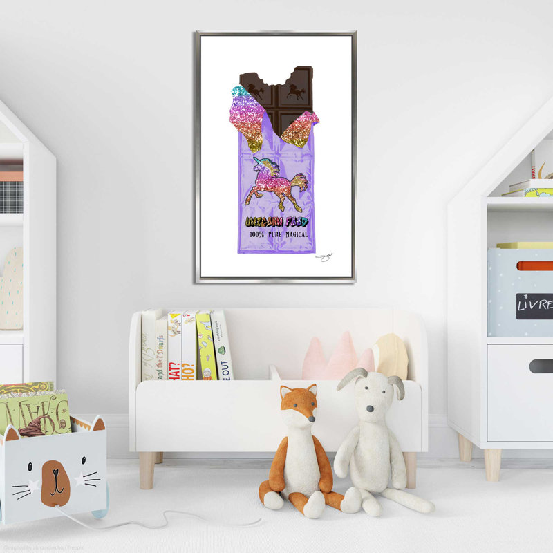 «Unicorn Chocolate (Vertical)» par Jodi - impression, Cadre flottant argent, H 63,5 po x l 39,5 po x P 2 po