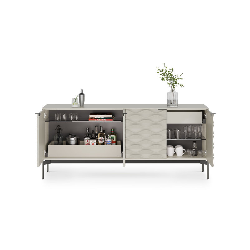 Ripple 79.5'' W Sideboard, Stone/Brushed Carbon