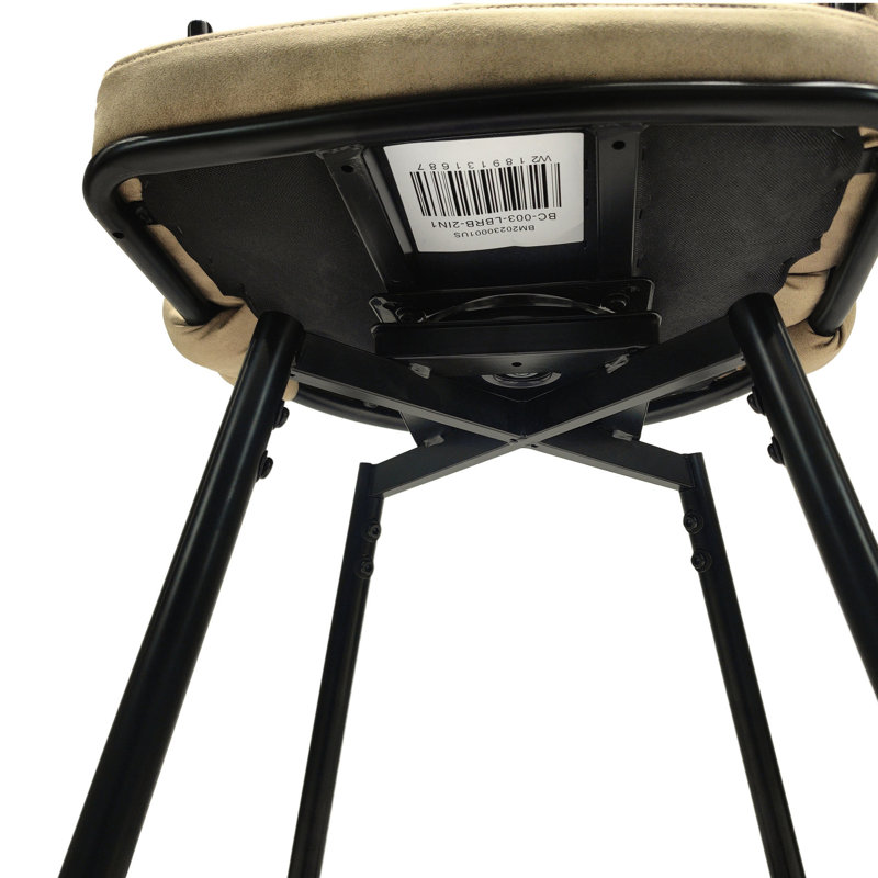 2pcs Brown Technical Leather Bar Stools. 360 Degree Swivel, Metal Base, Upholstered Seat For Kitchen Island, Bar, Cafe Stools Of 2. Frame, Bars, Cafes, Farmhouses