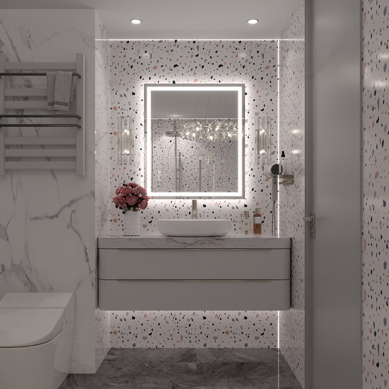 Miroir de salle de bain Molly Framelss, 32 po x 28 po, Transparent