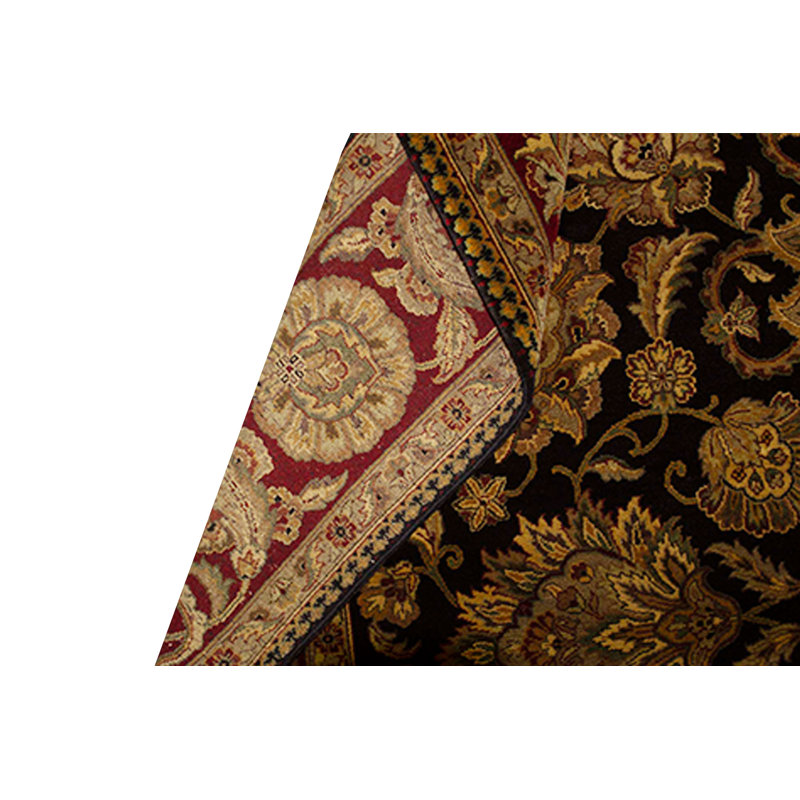 Tapis noir et rouge de haute qualité noué à la main Trinity