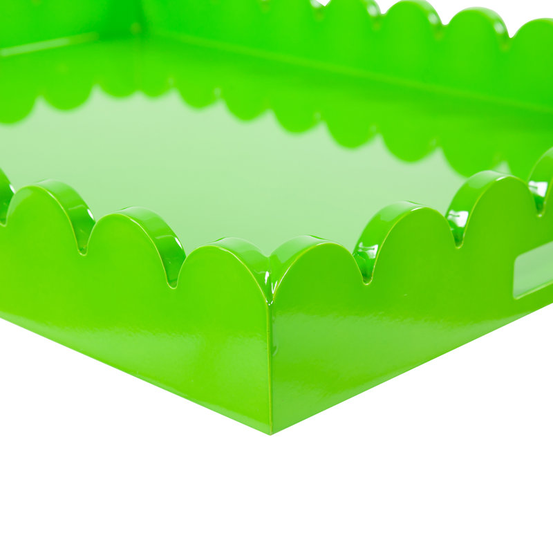 Plateau rectangulaire en bois festonné Hindley, Vert