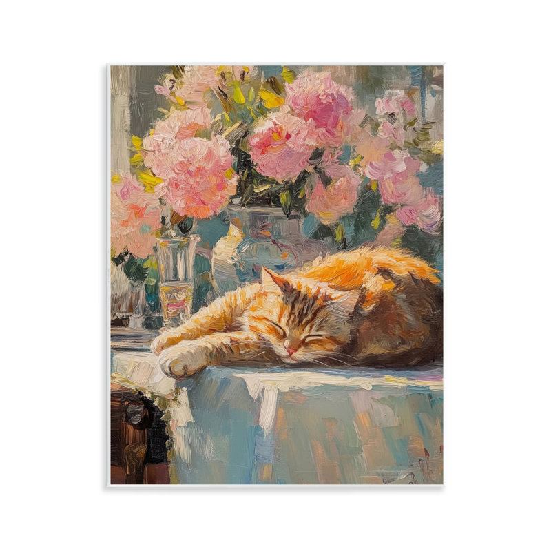 Plaque murale orange avec un chat, design par Nini Art