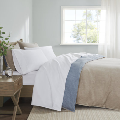600 Thread Count Pima Cotton White 100% Cotton 4-Piece Queen Sheet Set