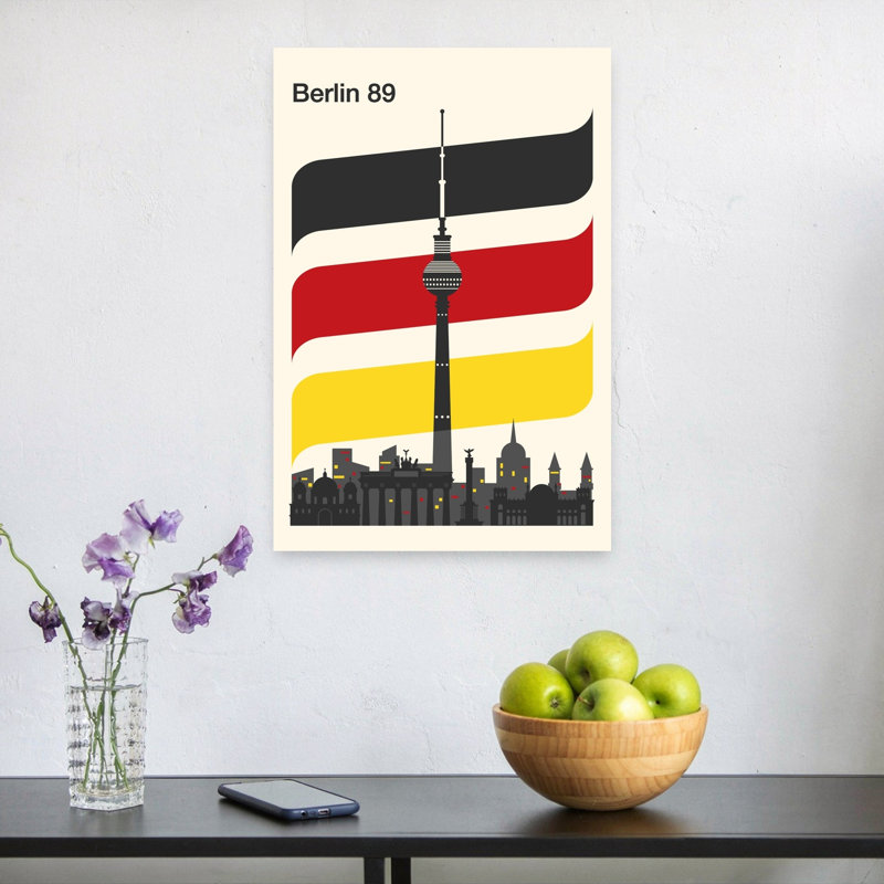 Berlin 89 Skyline allemande, impression murale abstraite d'architecture contemporaine, H 24 po x l 16 po