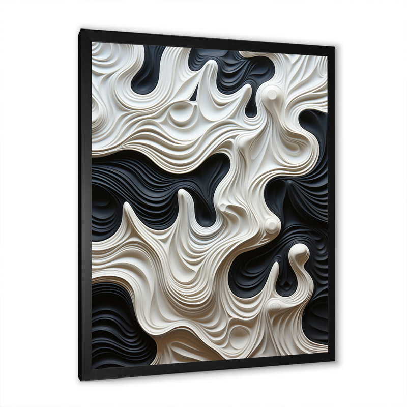 Décoration murale noir et blanc Opt Art, H 32 po x l 24 po, Impression encadrée, Noir