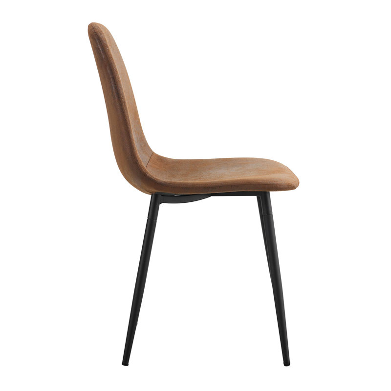 Set of 4 Modern Upholstered Dining Chairs with Metal Legs, Linen and Fabric