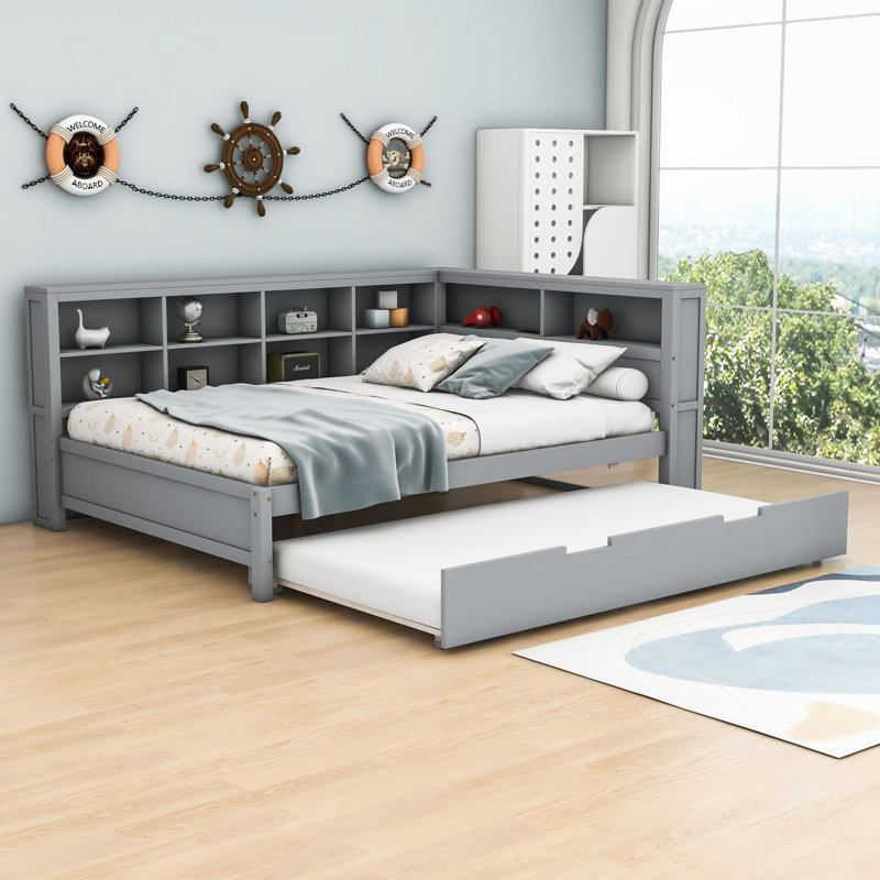 Lit de jour avec couchette Nagely, Gris, Double