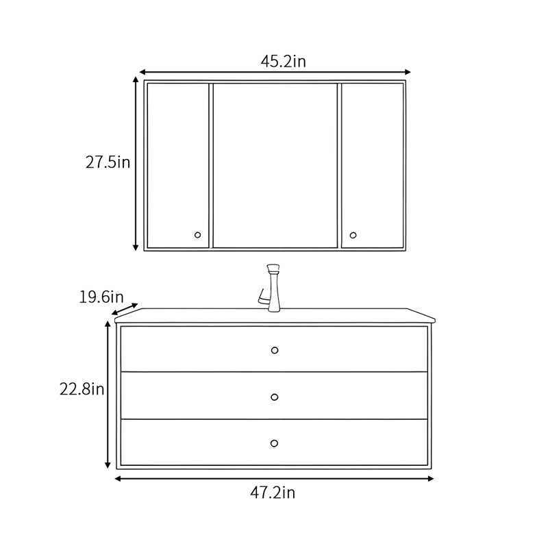 Japanese minimalist style bathroom cabinet
