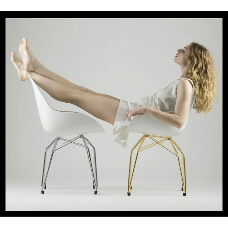 Chaises en diamant (ensemble de 4), Blanc, Doré