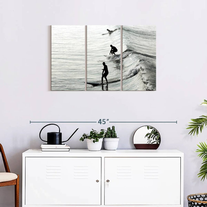 Surfing Stances Wall Art, reproduction d'art sur toile, H 20 po x l 33 po x P 1,25 po
