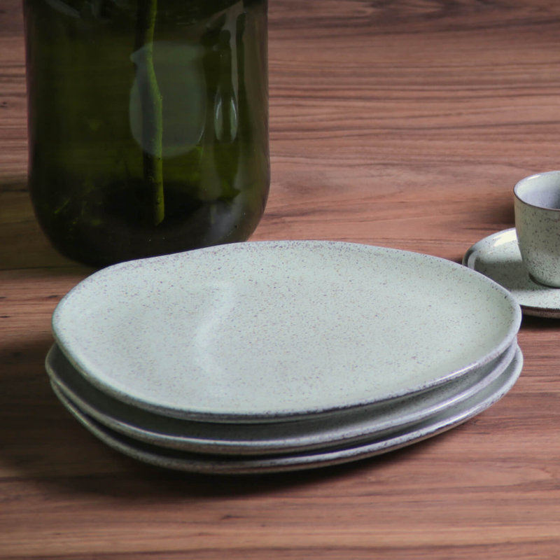 Assiette plate en grès de 12,2 po Pistache