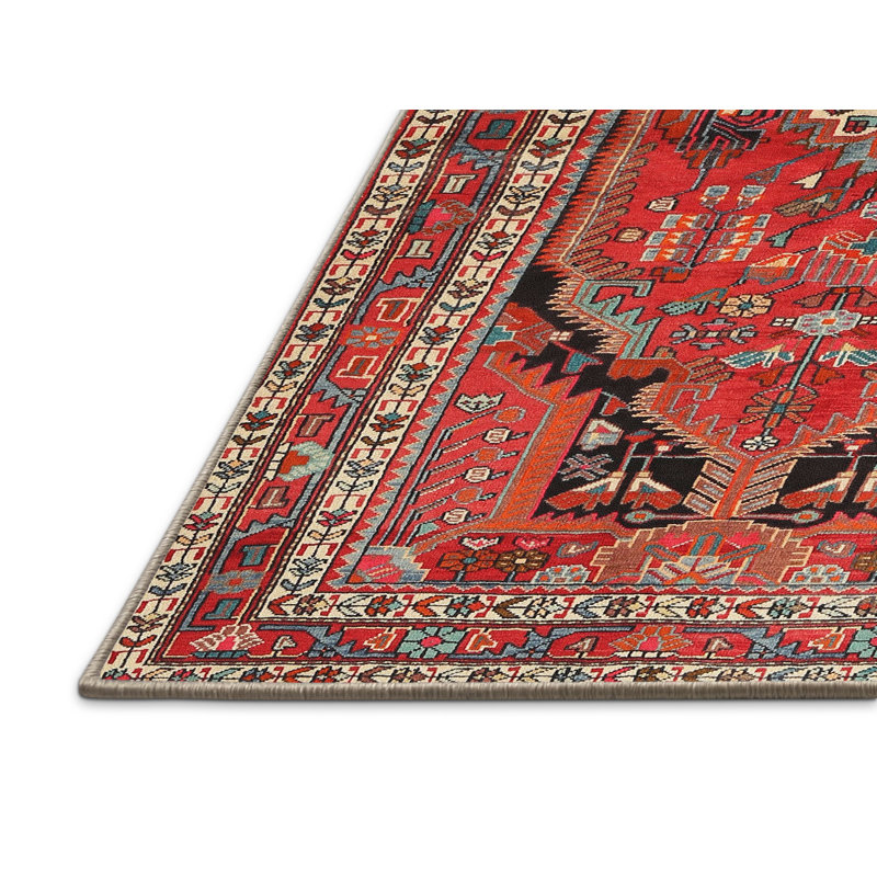 Tapis traditionnel rouge / noir Bathampton, Rectangle 8 pi x 12 pi