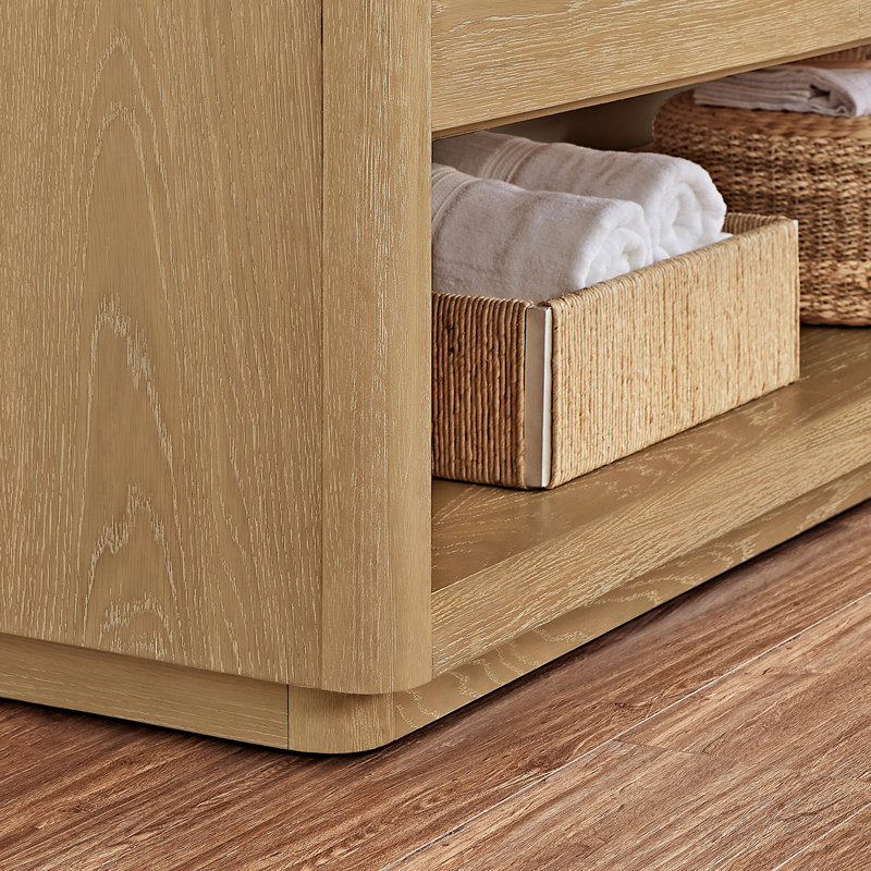 Meuble-lavabo double 72 po avec plateau en pierre blanche Kaiser, H 122 cm x l 81 cm