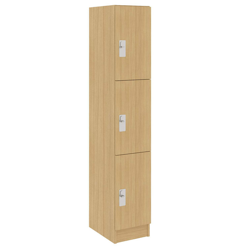 Armoire de salle de classe simple à trois compartiments avec porte, Chêne Door County