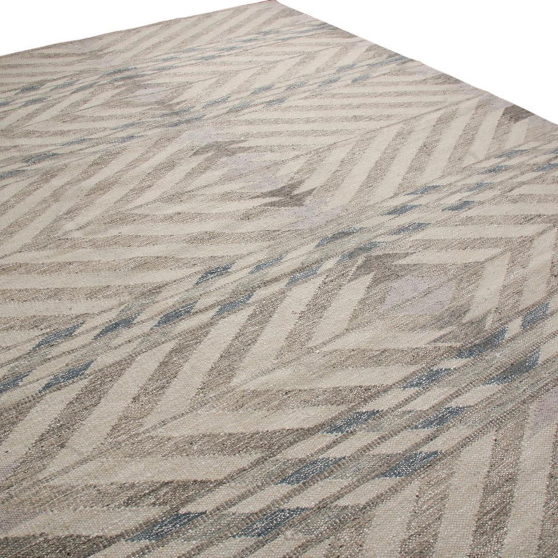 Rug & Kilim’S Scandinavian Inspired Gray And Beige Wool Kilim Rug, Rectangle 5' x 7'