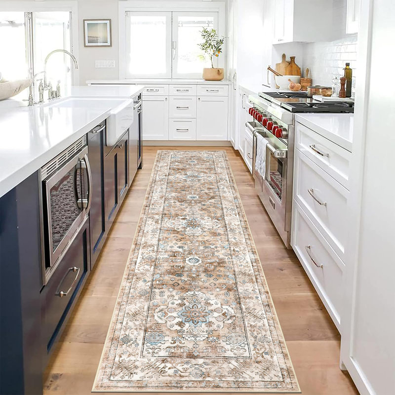 Floral Flatweave Area Rug, Runner 60 x 240cm