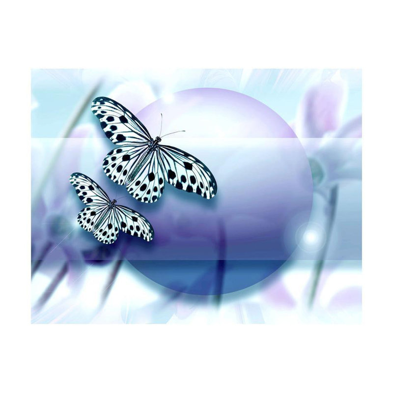 Adhésif mural planète des papillons Arjana, L 156,96 po x L 120,96 po, Bleu et noir