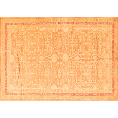 Tapis oriental oriental orange 5 pi x 8 pi fabriqué à la machine