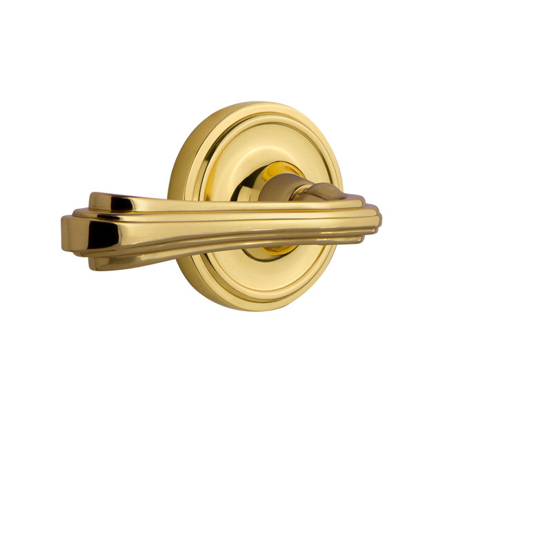 Rosette classique intimité (lit et salle de bain) avec levier fleur, 2-3/4", Laiton non laqué, Droite