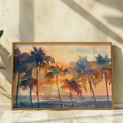 Golden Hour Palms, reproduction encadrée