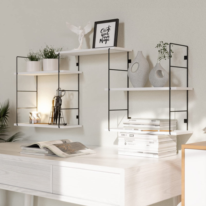 Aadrith 5 Piece Pine Floating Shelf, White