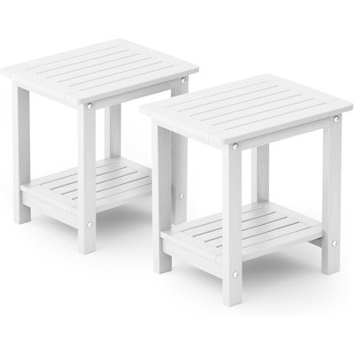 Ensemble de 2 tables d'appoint Adirondack à double couche, table de bout haute de 16 po résistante aux intempéries pour patio, piscine et porche, pour l'intérieur et l'extérieur