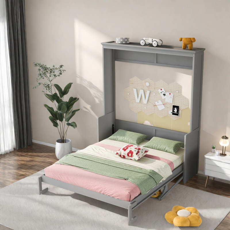 Grand lit escamotable peu encombrant, bois massif, solution pour maison moderne