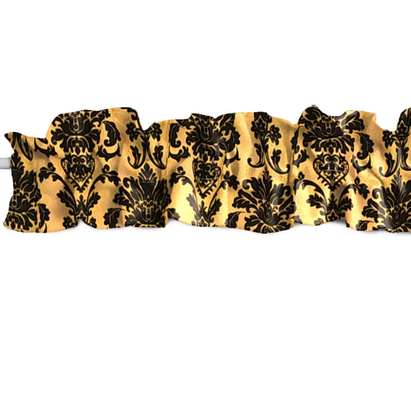 Cantonnière à motif floral en popeline et damas, Marigold Yellow, L 58 po x L 5 po