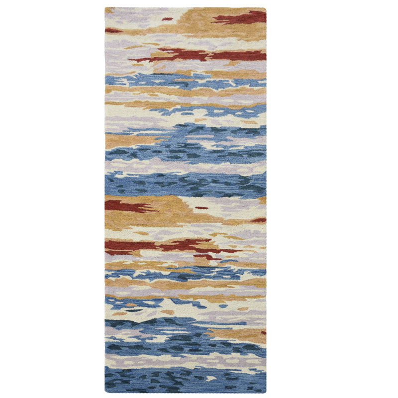 Hand Tufted Wool Eco-Friendly Area Rugs - Hallway Runners, Multicolor, Abstract Modern Design, High Pile Thick Handmade Anti Skid Area Rugs for Living Room, Bed Room