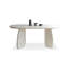 Table de salle à manger blanche en bois massif ovale-1873236741
