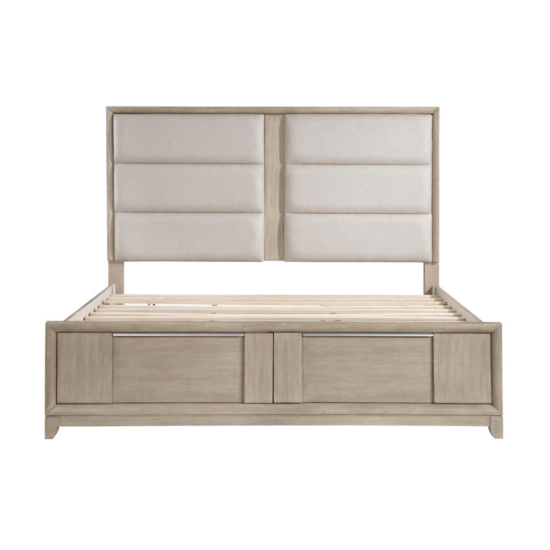 Lit plateforme tapissier avec rangement Burritt