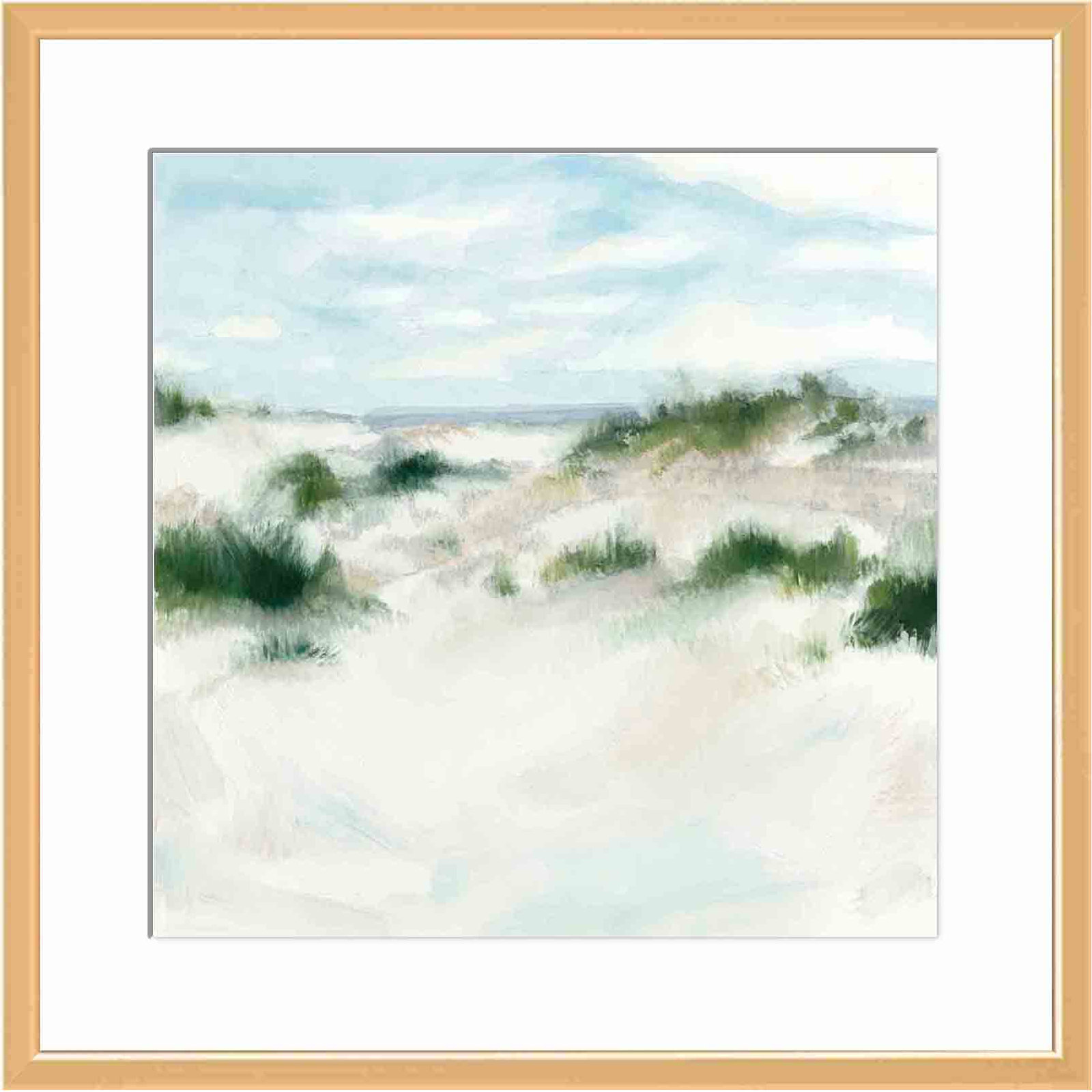 White Sands I Painting by Megan Meagher, 16.09" H x 16.09" W x 1.1" D, Antiqued Gold