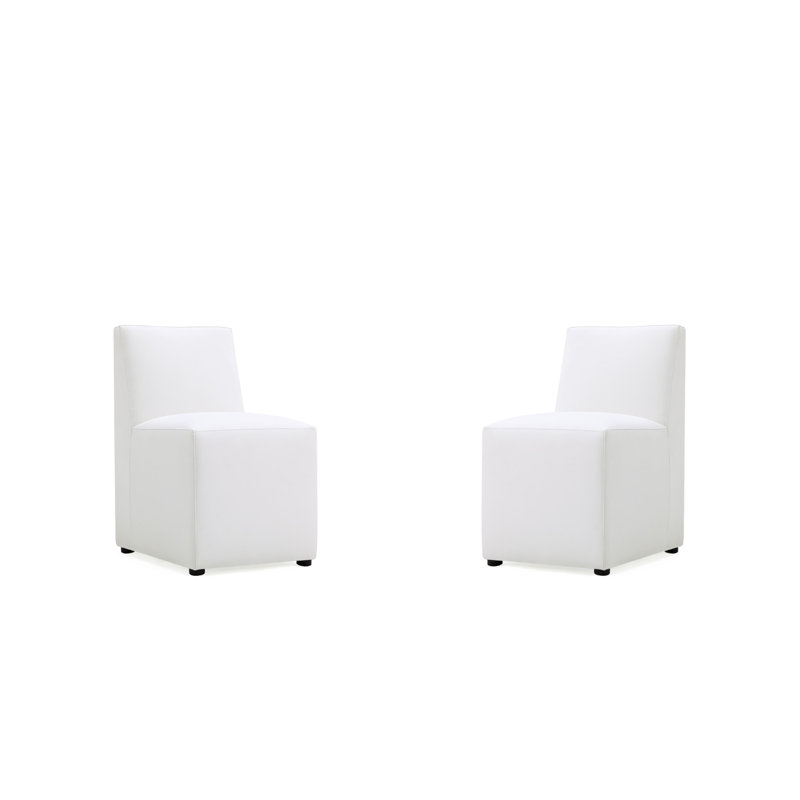 Dirk 19.69'' H Faux Leather Upholstered Parsons Chair, 2, Cream