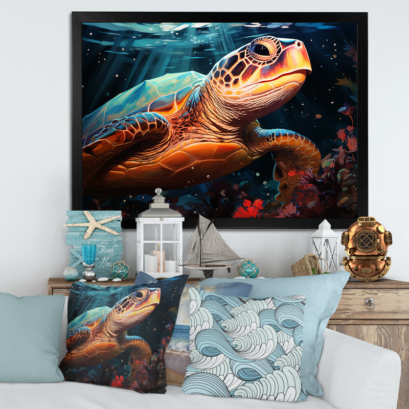 Contemporary Marine Life III, H 24 po x l 32 po x P 1 po, Cadre simple noir