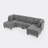 57" Wide Reversible Modular Seating Component Sectional with Ottoman,sectional sofa,sectional couch-625155638